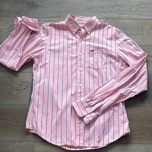 Hollister Other - Hollister Pink Navy White Stripe Long Sleeve Button Down Shirt Size Large